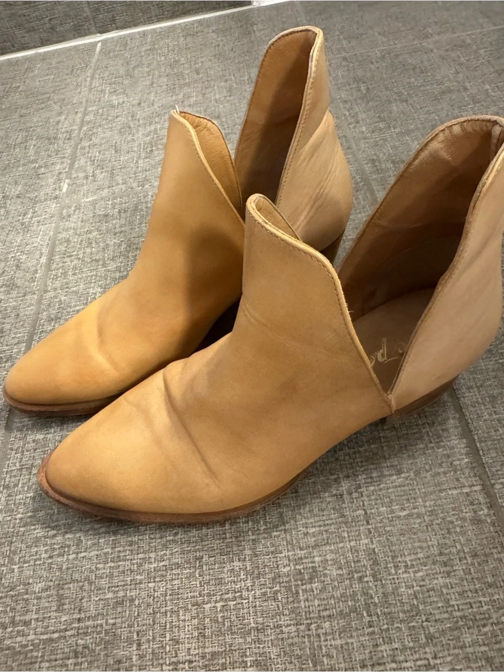 Free People Caramel Leather Ankle Booties